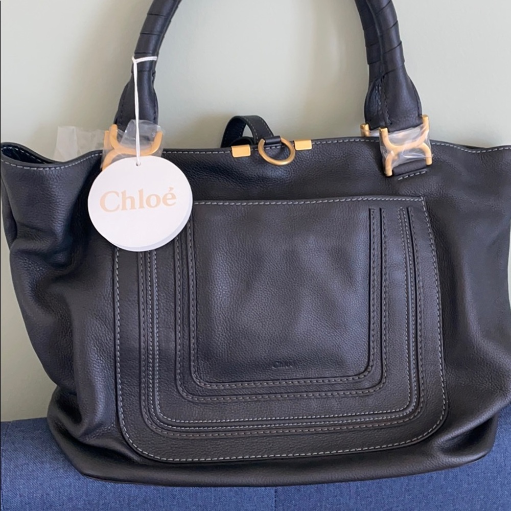 Brand New Authentic Chloe Black Leather Tote